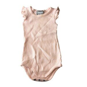 Coccoli Baby Girls One Piece Outfit Textured Ruffle Sleeve Pink 6M